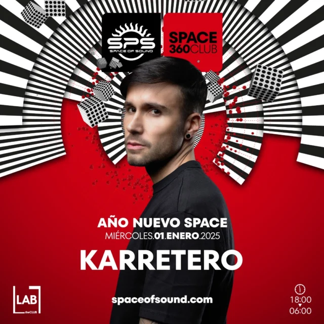 Karretero is ready... and you?

📍Año Nuevo en Space Of Sound 🙌
🎟️ Últimas Entradas/Tickets disponibles en https://nft.spaceofsound.com/checkout/34d6a495-9122-11ef-9d90-0659cc9b9b15

¡¡Space Of Sound makes the world go round…!!
Con Franky Rizardo Sosa, Jesse Calosso, Reelow, Karretero, Aafraa y Nic Vesperi.

#SPS #SonidoSpace #DayAndNight #SpaceOfSound #LabTheCLUB #TheReal360Club #RoundStage