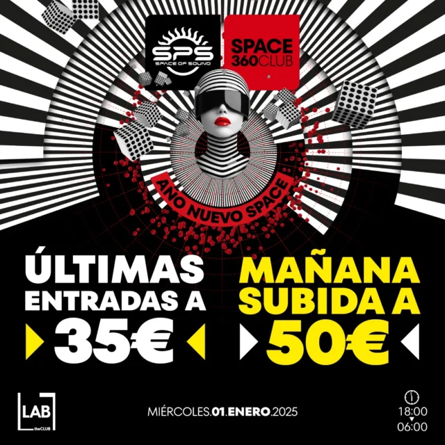 Cooooorrreeee al link de la bio ☝️ 🎟️ Últimas Entradas/Tickets a 35€

¡¡Space Of Sound makes the world go round…!!
Con Franky Rizardo Sosa, Jesse Calosso, Reelow, Karretero, Aafraa y Nic Vesperi.

#SPS #SonidoSpace #DayAndNight #SpaceOfSound #LabTheCLUB #TheReal360Club #RoundStage